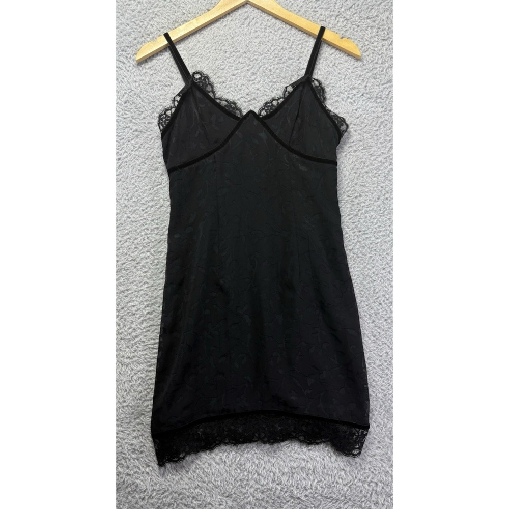 Vintage 90s YL by Yair Black Lace Slip Dress Women's Size 2 Mini Sleeveless LBD - Picture 6 of 11